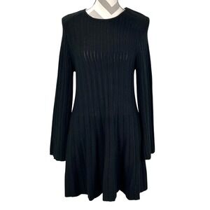 POMANDER PLACE Tuckernuck Adi Black Knit Ribbed Long Sleeve Mini Sweater Dress M